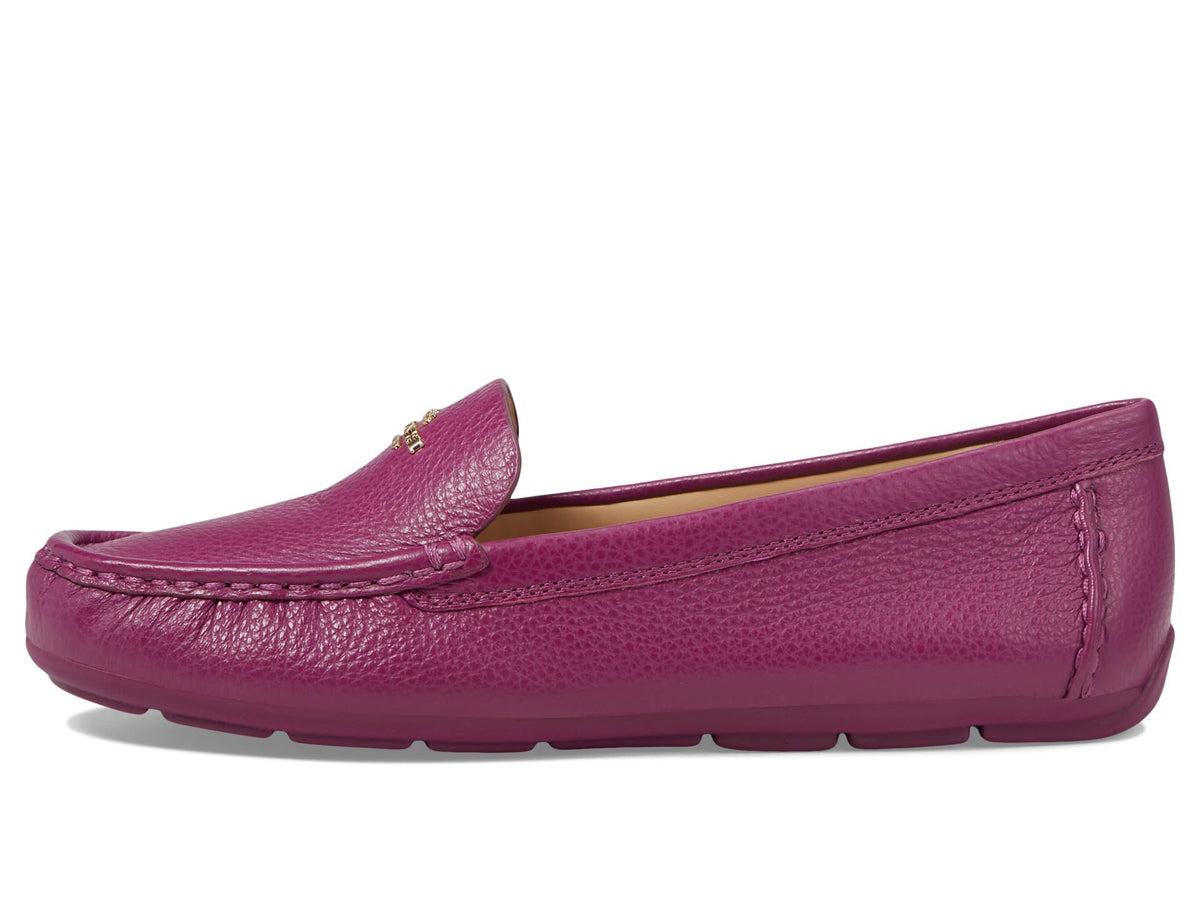 Coach® Marley Driver Women Loafers – Pebbled Leather Upper – Cushioned Footbed – Synthetic Lining – Gold Tone Deep Plum 8.5 B - Medium