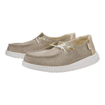 HEYDUDE Girl's Wendy Y Metallic Sparkle Gold Size 4 | Youth's Shoes | Youth Slip-on Loafers | Comfortable & Light-Weight