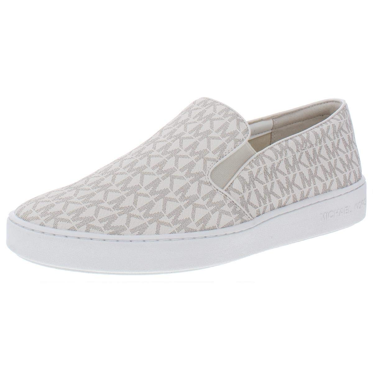 Michael Michael Kors Women's Keaton Slip-On Bright White Mini MK Logo Coated Canvas/Nappa 7 M