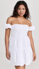 STAUD Women's Mini Elio Dress, White, 2