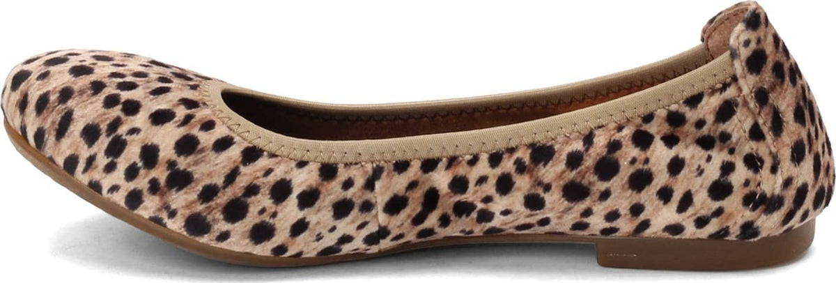 BORN Women's, Julianne Flat 9 Black/Natural Leopard Fabric