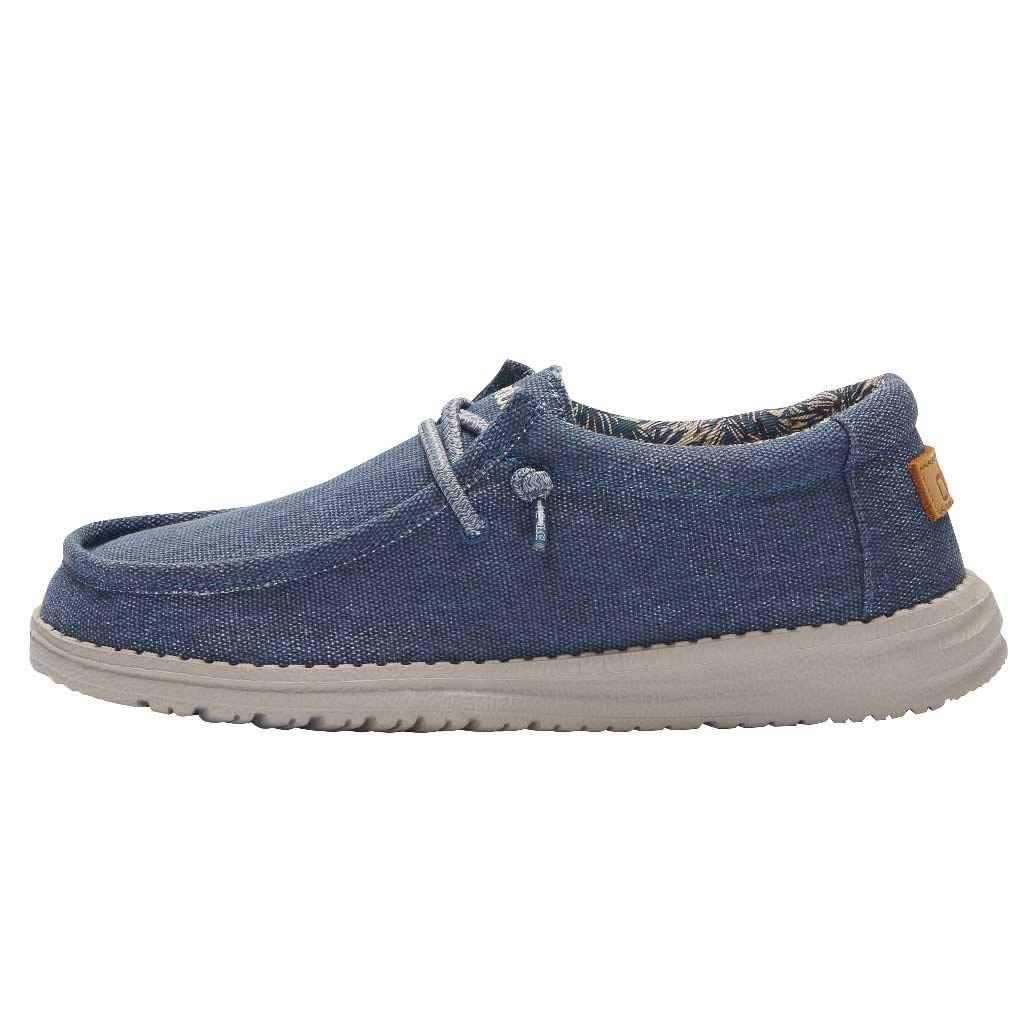 Hey Dude Boy's Wally Youth Blue Size 1 | Boy’s Shoes | Boy's Lace Up Loafers | Comfortable & Light-Weight