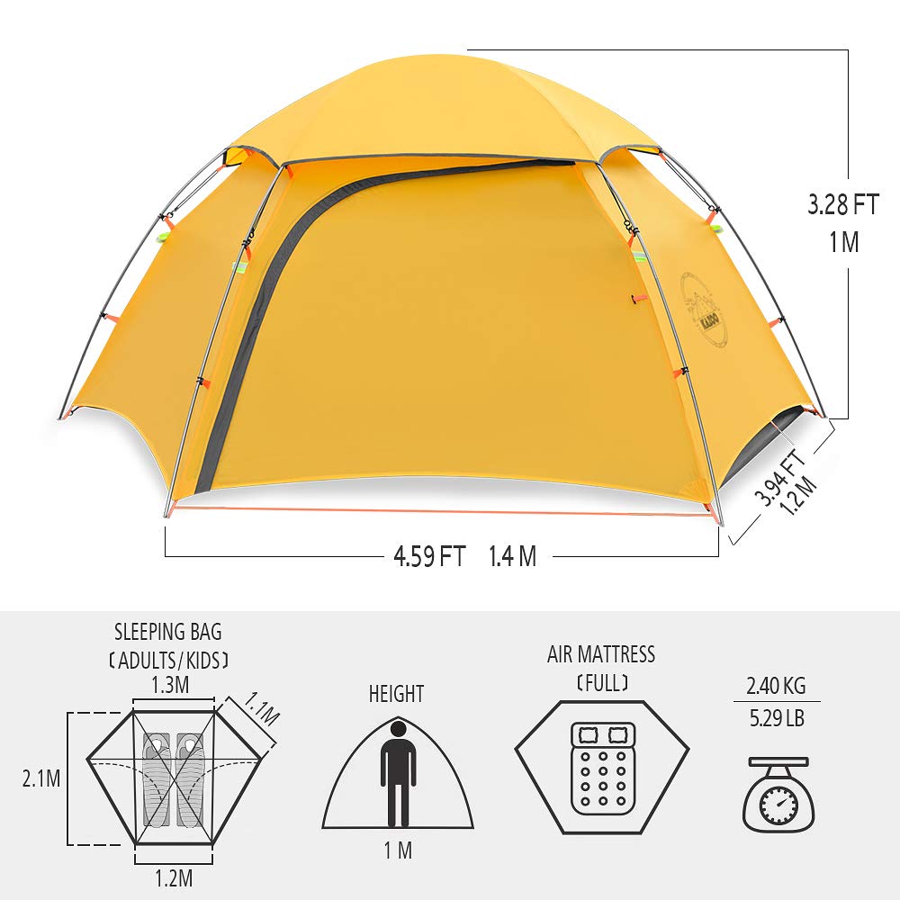 KAZOO Camping Tents 4 Person Waterproof Instant Tents 4 People Cabin Tent Easy Setup with Sun Shade Automatic Aluminum Pole