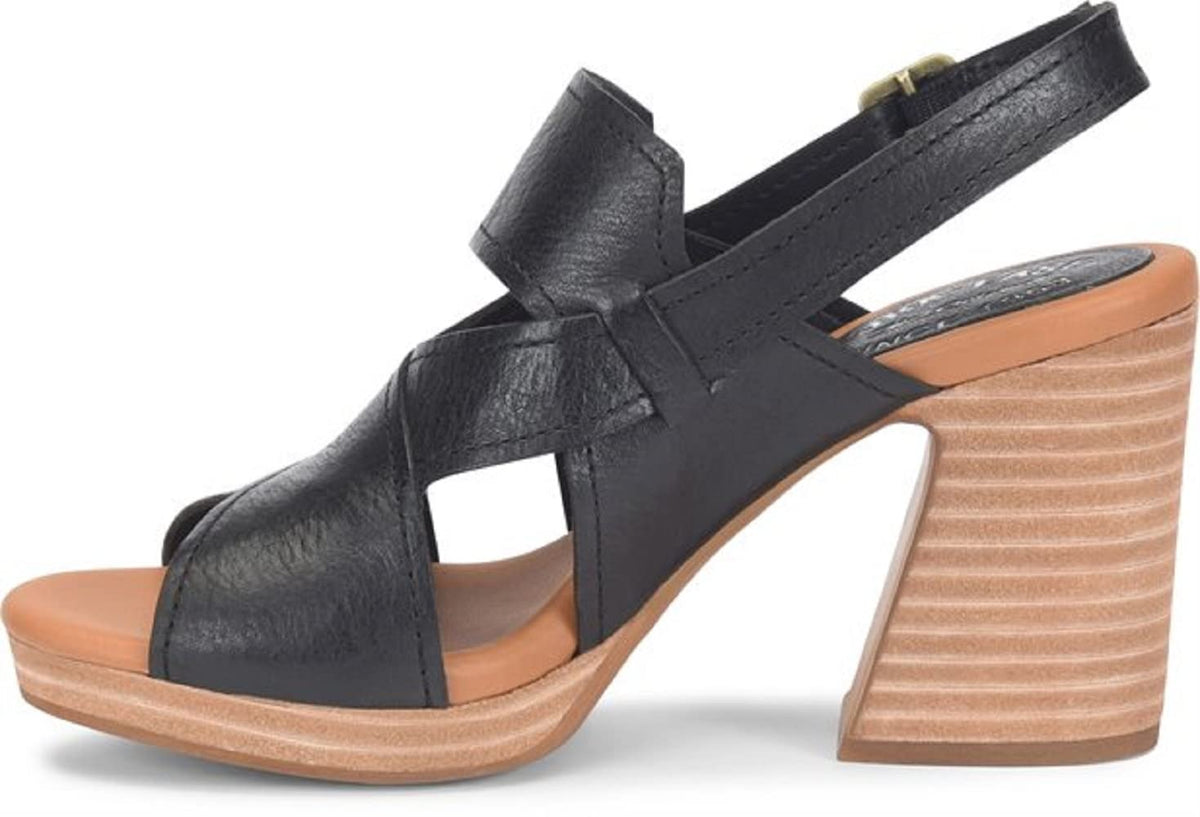 KORK-EASE Halley Women's Leather Heeled Sandals 10 Black