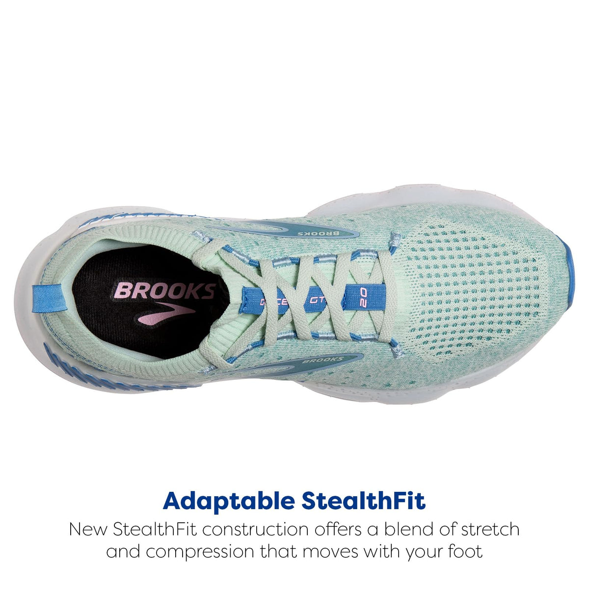 Brooks Women’s Glycerin StealthFit GTS 20 Supportive Running Shoe - Blue Glass/Marina/Open Air - 11 Medium