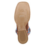 Twisted X Men's 12" Hooey Boot, New Wide Square Toe, Cognac Bullhide & Neon Blue, 11 EE