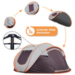 FLYVER Pop up Camping Tents, Upgraded 3-8 Person Double Layer Family Dome Tent, Waterproof Automatic Instant Tent with Doors Windows for Backpacking Hiking Beach