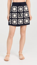 FRAME Women's Crochet Tassel Skirt, Navy Multi, S