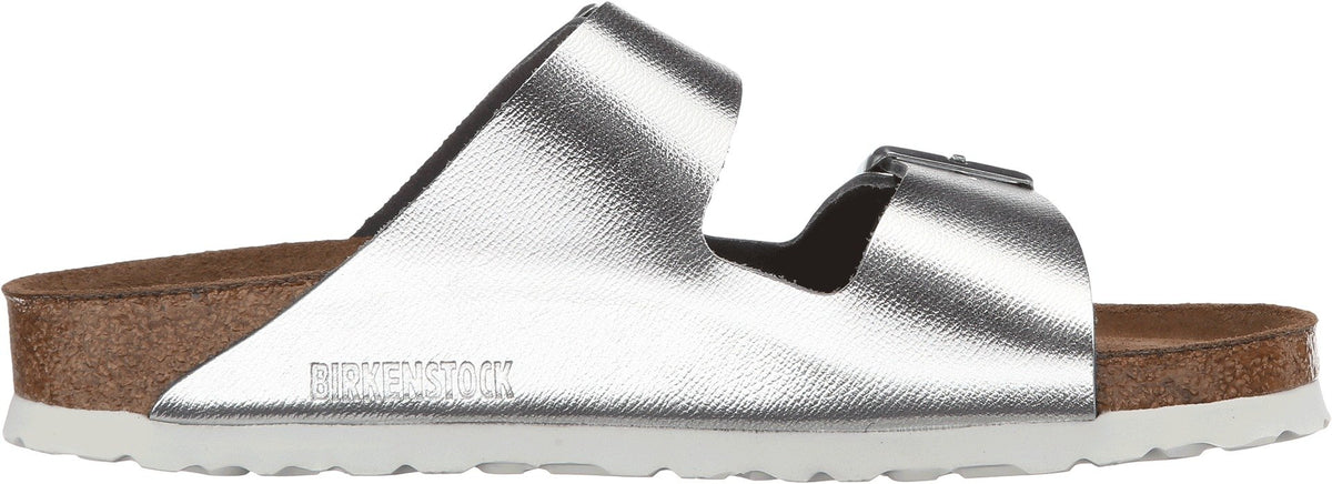 Birkenstock Women's Arizona Soft Footbed Silver Leather 37 N