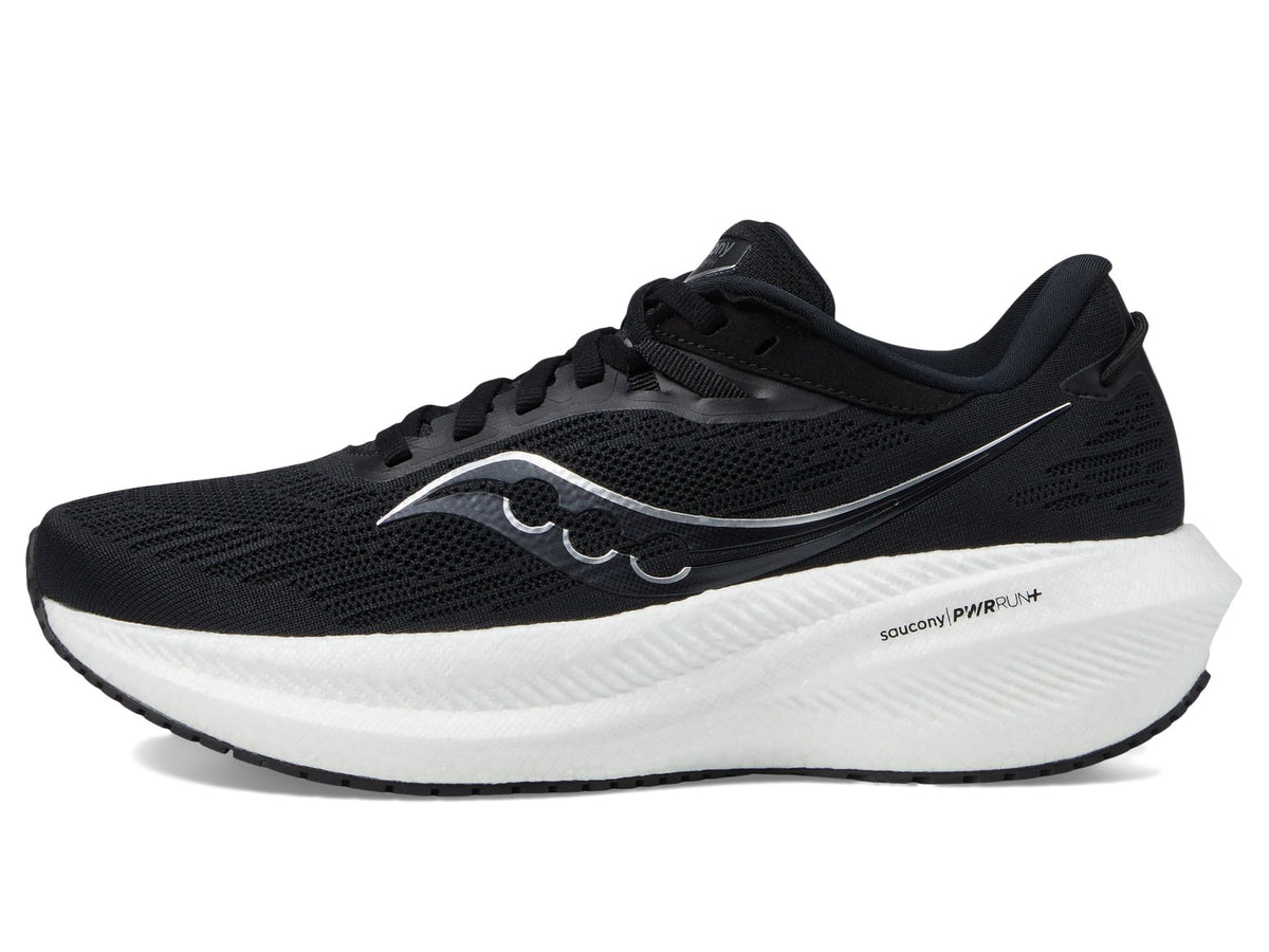 Saucony Women's Triumph 21 Sneaker, Black/White, 5.5 Wide