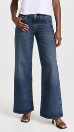 AGOLDE Women's Clara Jeans: Low Rise Baggy Flare, Noise, Blue, 23