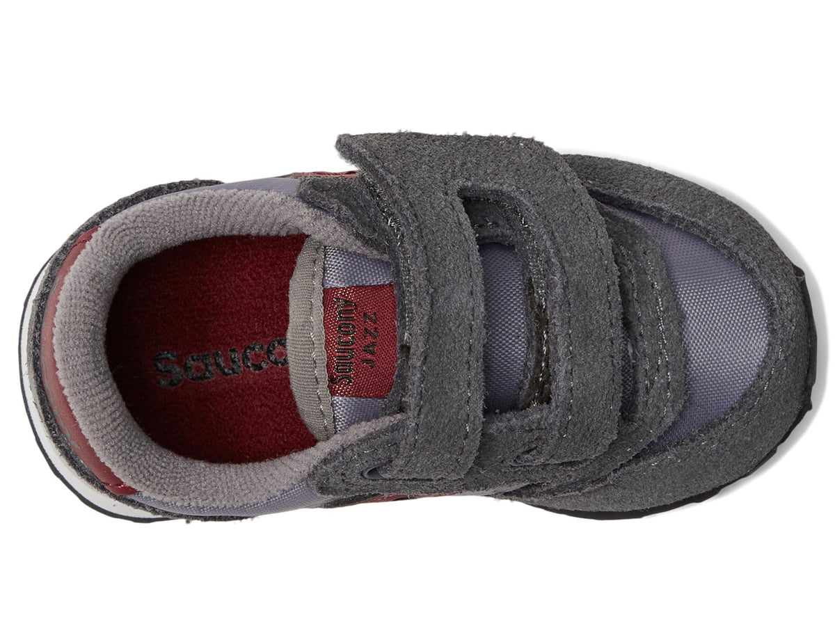 Saucony Boy's Original Jazz Hook & Loop (Toddler/Little Kid) Grey/Dark Red 11.5 Toddler M