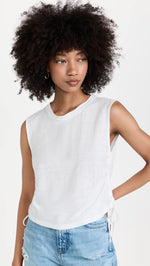 FRAME Women's Side Cinch Muscle Tee, Blanc, White, S