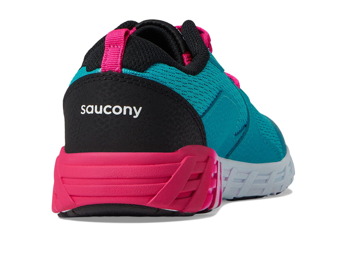 Saucony Wind 2.0 Running Shoe, Turq/Pink/Black, 4 US Unisex Big Kid
