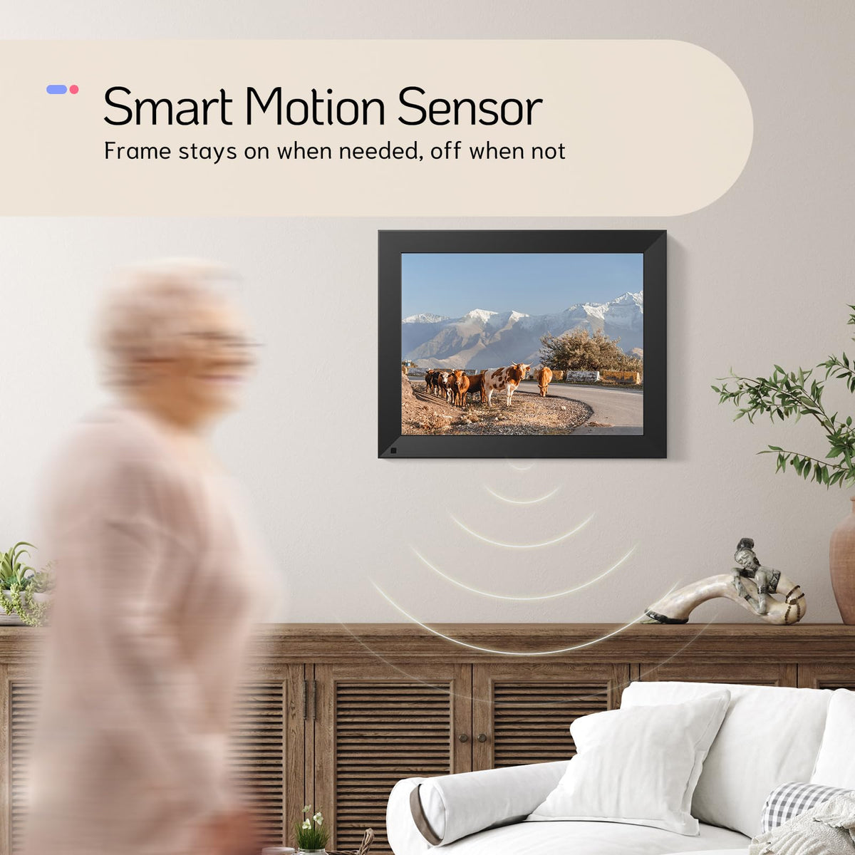 NexFoto 32GB 15 Inch Large Digital Picture Frame, Wi-Fi Digital Photo Frame, Wall-Mountable, Instantly Share Photos Videos via App or Email, Gift for Grandparents