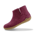 Glerups 100% quality wool mix Boot Slipper with rubber sole - Unisex - Cranberry - Size 6