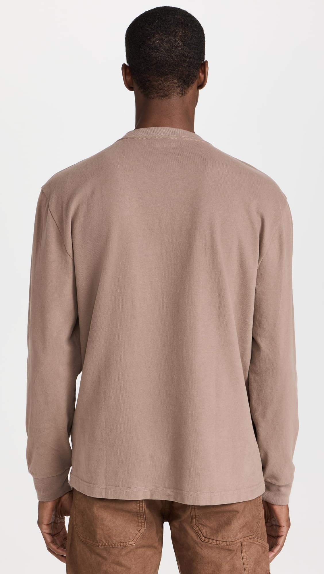 Madewell Men's Brushed Long Sleeve Boxy Tee, Wet Pebble, Tan, L