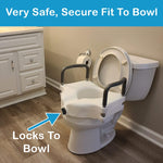 Carex E-Z Lock Raised Toilet Seat with Handles - 4.5 Inch Toilet Seat Riser with Arms, Toilet Riser Fits Most Toilets, Elongated or Round, Toilet Seat Lifter, White