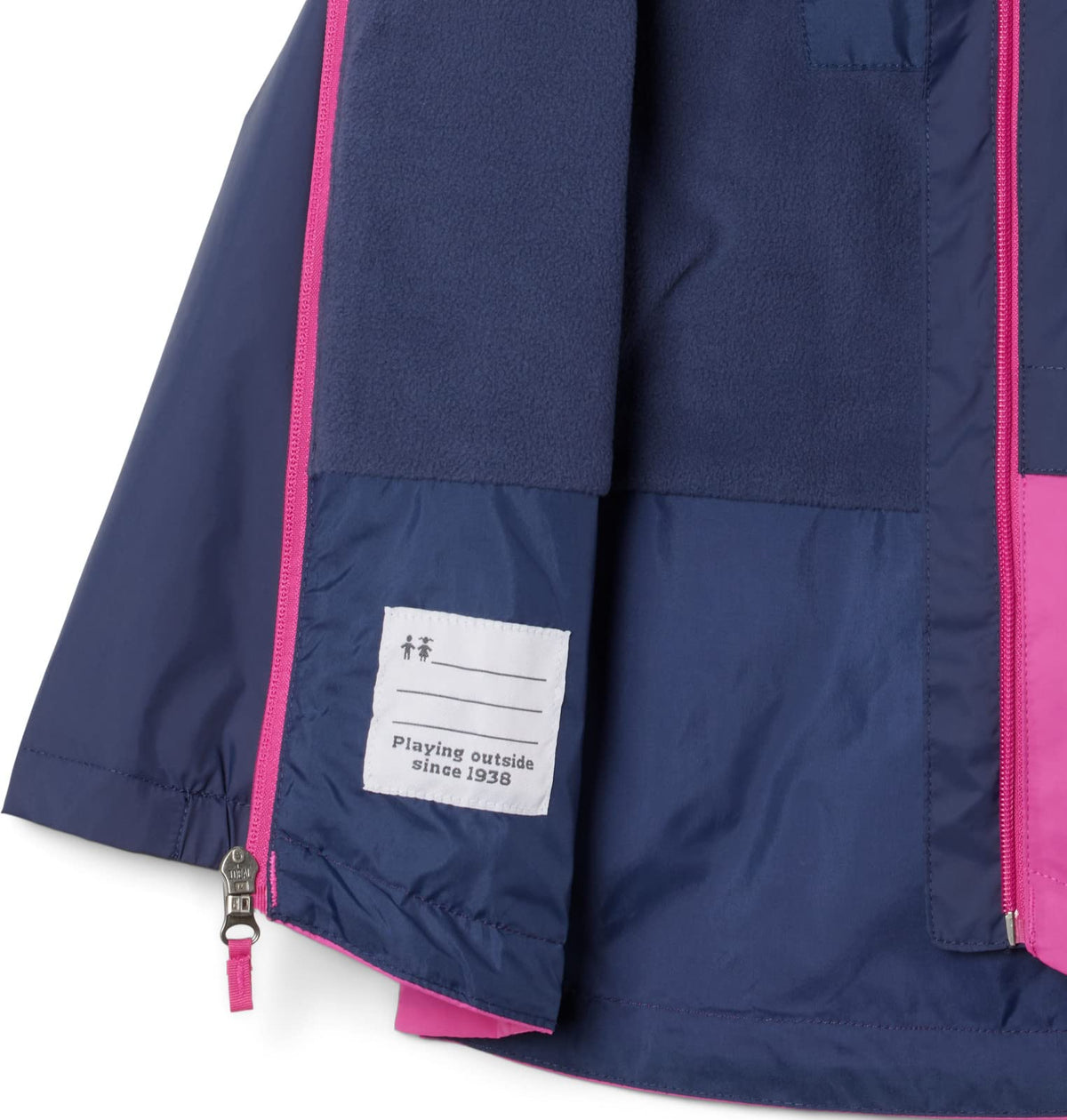 Columbia Youth Girls Rain-Zilla Jacket, Nocturnal/Pink Ice, Large