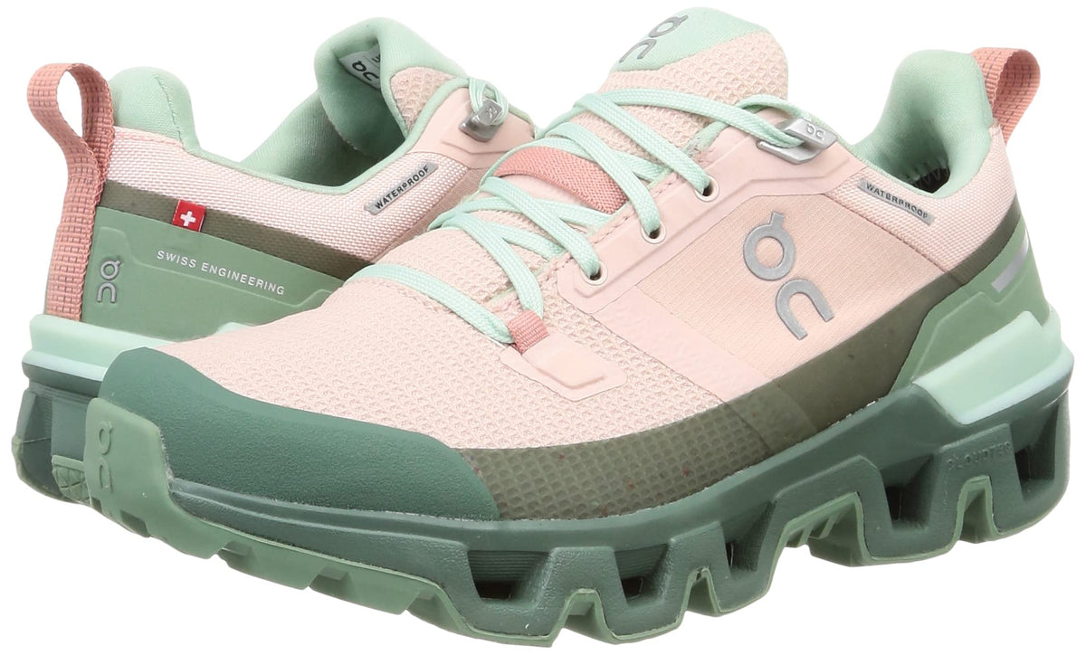 On Women's Cloudwander Waterproof Sneakers, Doe | Ivy, Pink, Green, 6 Medium US