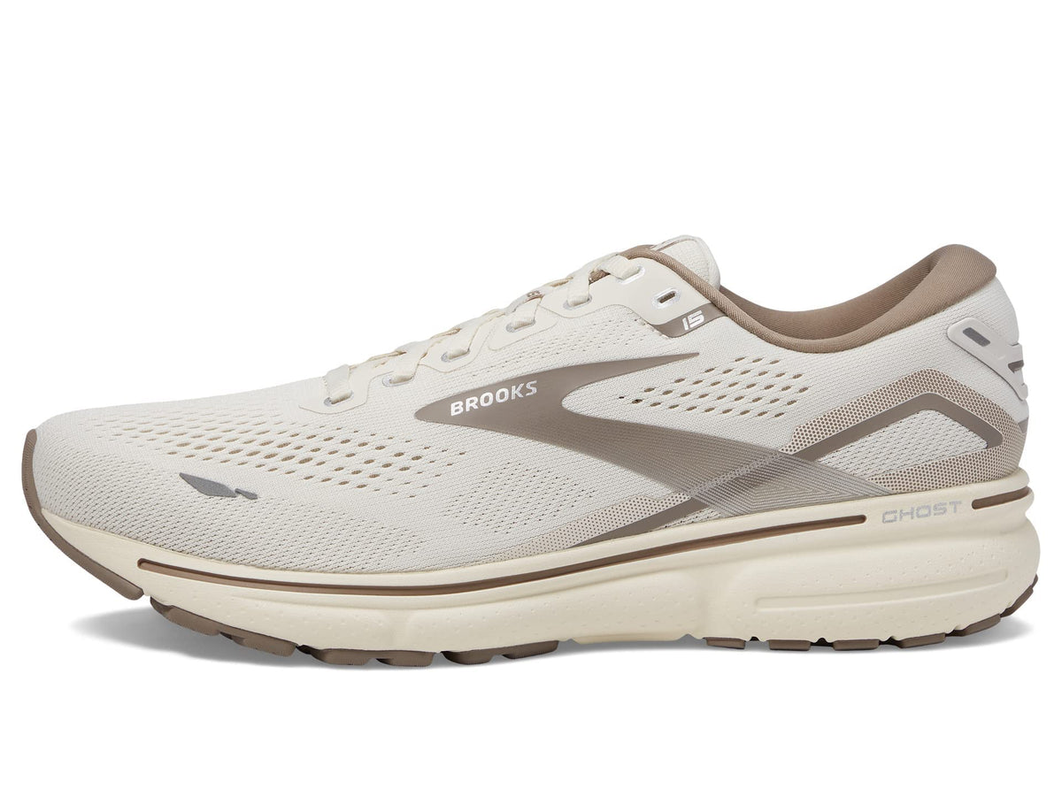 Brooks Men's Ghost 15 Running Shoe - Whisper White/Taupe - 12.5 Medium