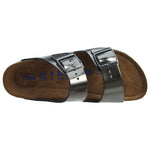 Birkenstock Women's Arizona Soft Footbed Sandals, Metallic Anthracite, 9-9.5 Narrow