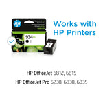 HP 934XL Black High-yield Ink Cartridge | Works with HP OfficeJet 6810; OfficeJet Pro 6230, 6830 Series | C2P23AN