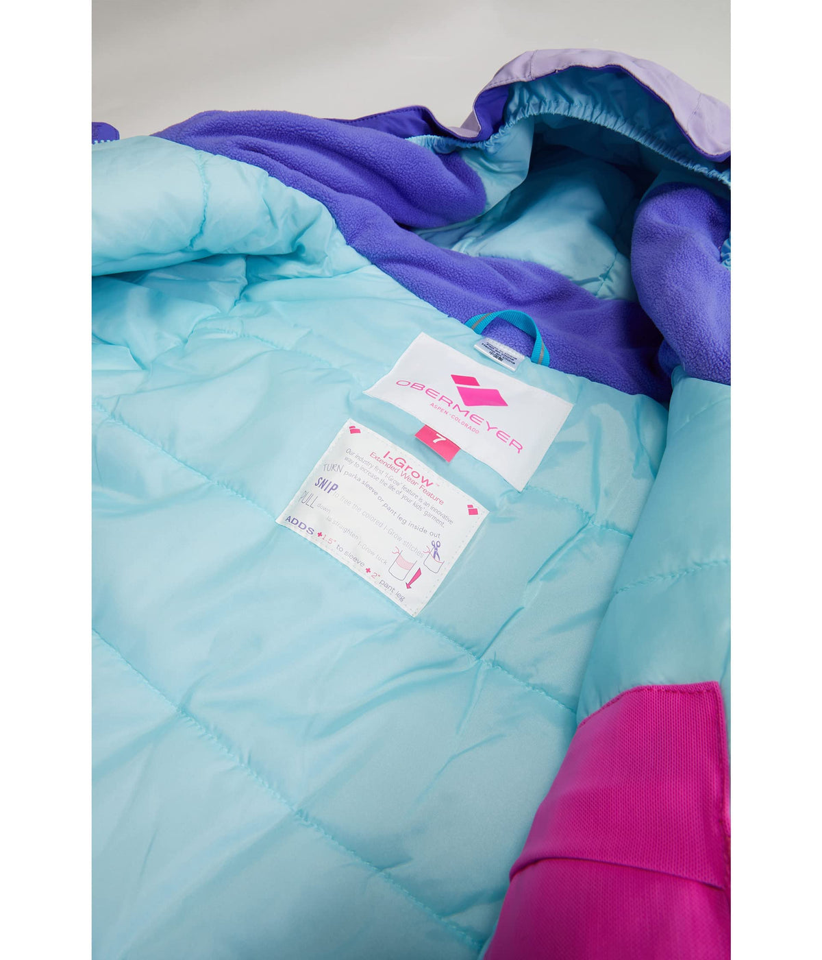 Obermeyer Kids Lissa Jacket For Toddlers, Little, and Big Kids - Attached Hood and Long Sleeves, Cute and Casual Jacket Purr-Ple 5 Little Kid One Size