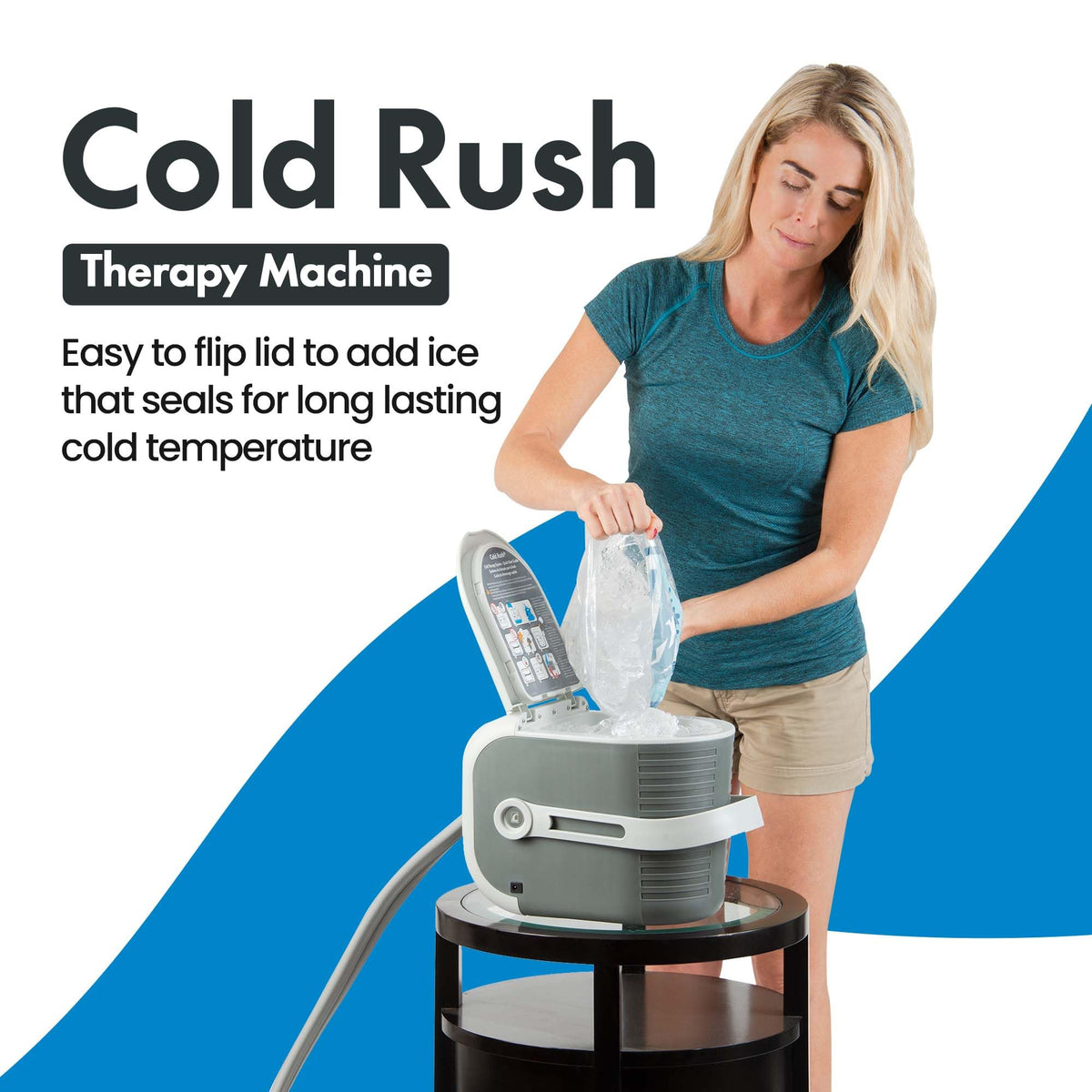 Ossur Cold Rush Therapy Machine System with Knee Pad - Ergonomic, Adjustable Knee Ice Pack Wrap - Quiet, Lightweight Ice Pack for Knee - Strong Cryotherapy Ice Machine for Knee After Surgery