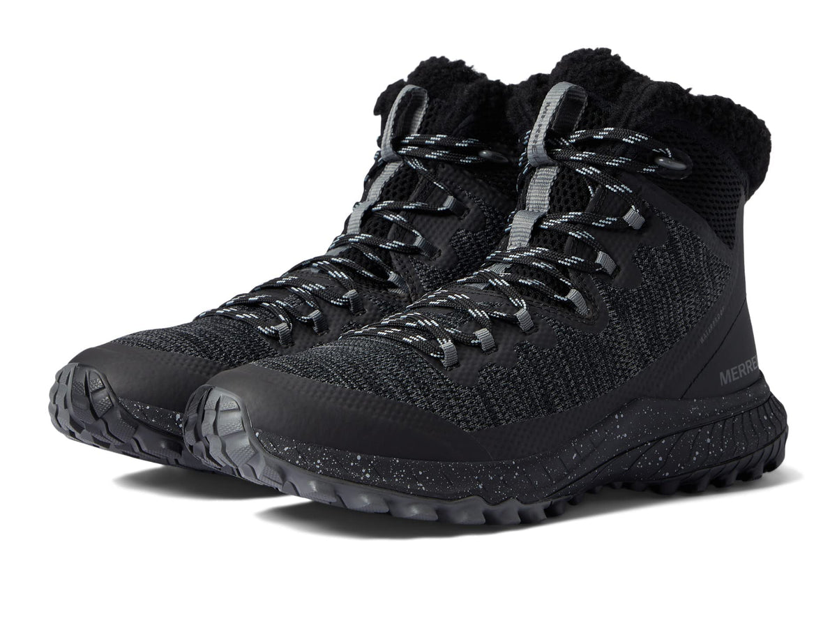 Merrell Bravada Knit Bluff Polar Waterproof Boots for Women Offers Classic Lace-Up Closure, Lightweight Eva Foam, and Air Cushion in Heel Black 5.5 M
