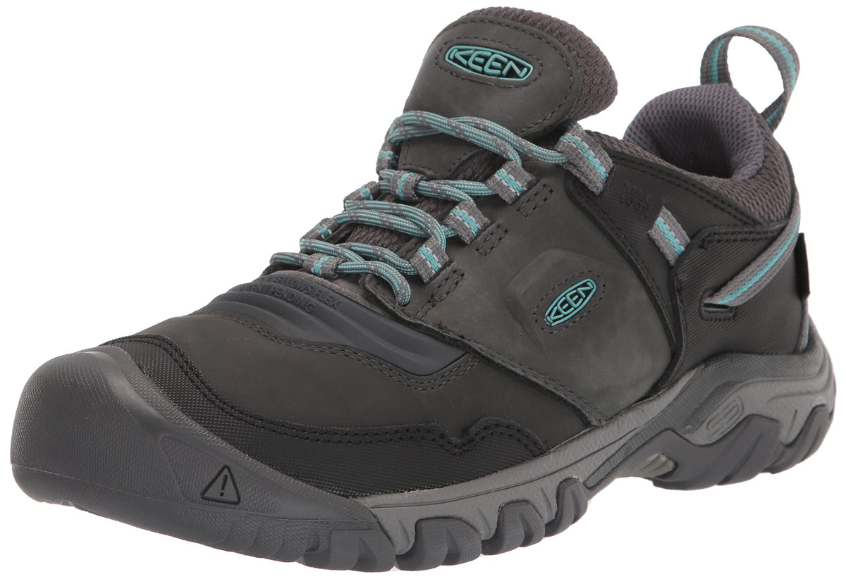 KEEN Women's Ridge Flex Low Height Waterproof Hiking Boots, Raven/Porcelain, 8