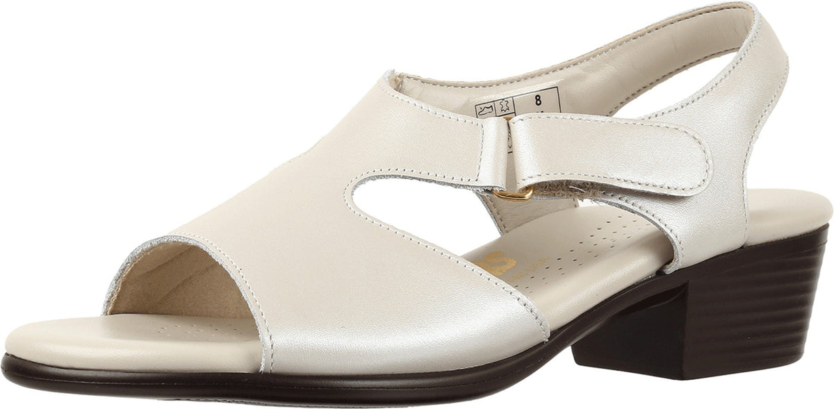 SAS Suntimer Comfort Heeled Sandal Pearl Bone 6 WW - Double Wide (D)