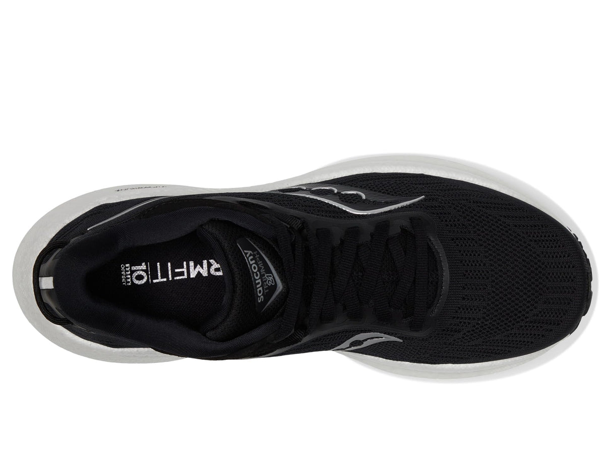 Saucony Women's Triumph 21 Sneaker, Black/White, 5.5 Wide