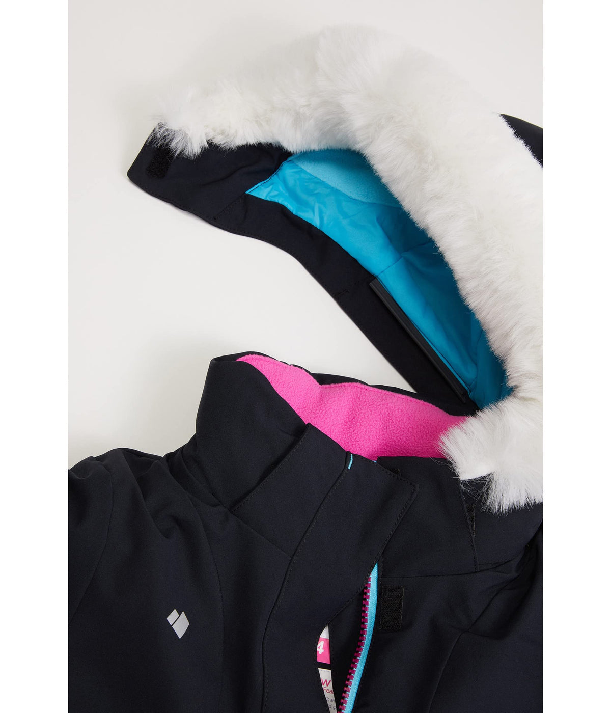 Obermeyer Kids Cara Mia Jacket For Toddlers, Little Kids and Big Kids - Faux Fur Detachable Hood, Adorable and Cozy Jacket Black 7 Little Kid One Size