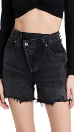 AGOLDE Women's Crisscross Jean Shorts, Hitchhike, Black, 28