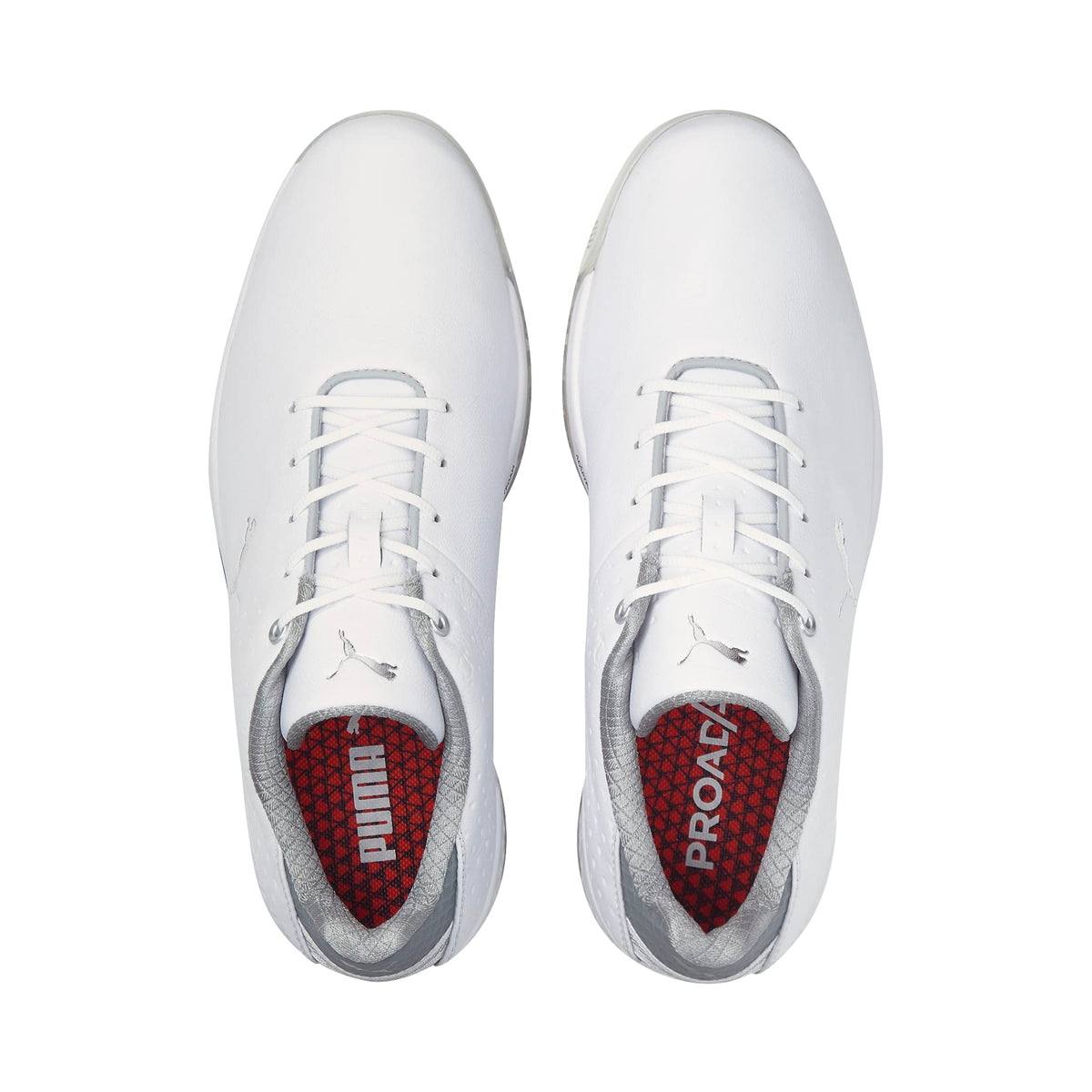Puma Golf Men's PROADAPT ALPHACAT Leather Golf Shoe, Puma White-Puma Silver, 12.5
