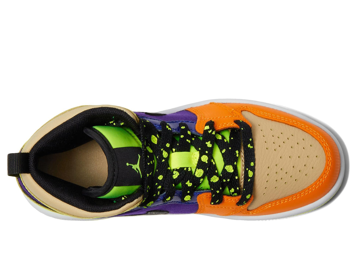 Jordan Boy's 1 Mid SE (Little Kid) Volt/Black/Vivid Orange/Team Gold/Electro Purple/Radiant Blue 2 Little Kid M
