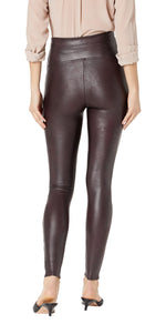 SPANX Faux Leather Leggings for Women Tummy Control Wine 1X - Regular 30