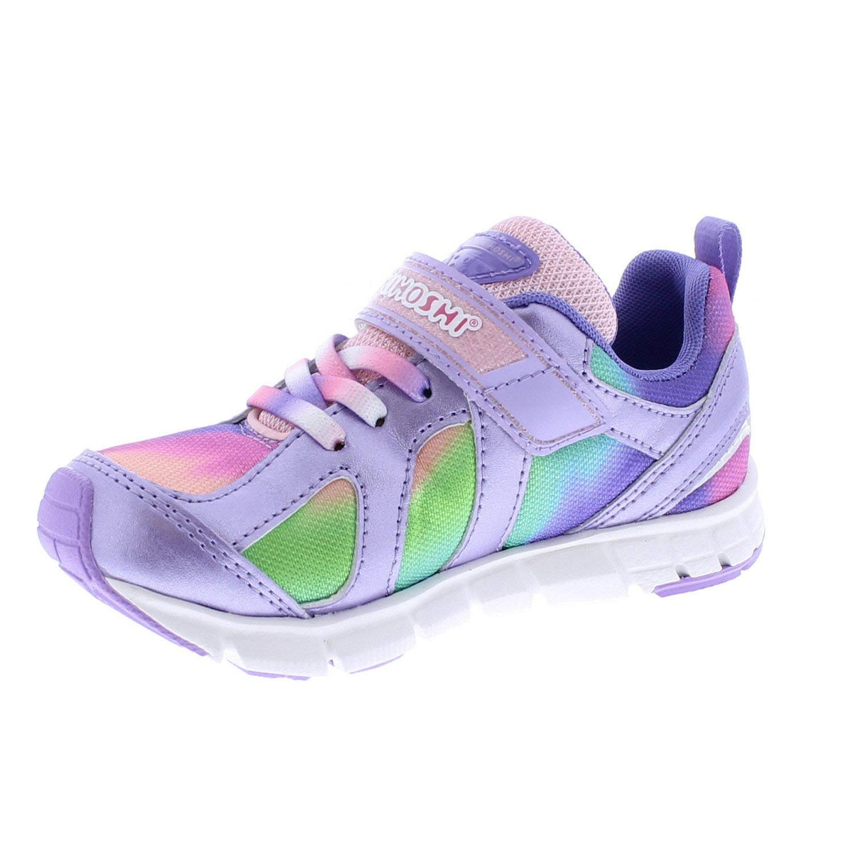 TSUKIHOSHI 3584 Rainbow Strap-Closure Machine-Washable Child Sneaker Shoe with Wide Toe Box and Slip-Resistant, Non-Marking Outsole - Lavender/Multi, 9.5 Toddler (1-4 Years)