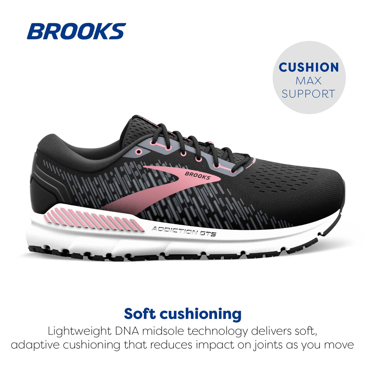 Brooks Women's Addiction GTS 15 Supportive Running Shoe - Black/Ebony/Mauvewood - 11 X-Wide