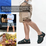 KEENPACE Men's Fisherman Leather Sandals Summer Outdoor Sport Beach Hiking Casual Dress Sandles With Comfortable Memory Foam Adjustable Back Strap Closed Toe