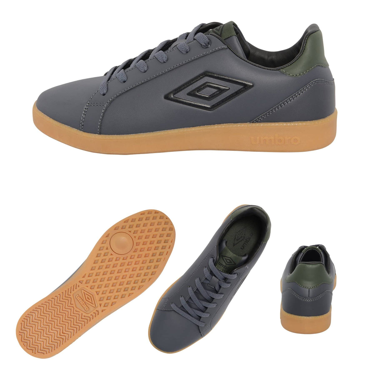 Umbro Men's Broughton III Sneaker, Carbon/Black/Climbing Ivy, 10.5