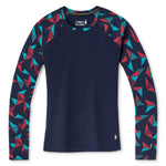 Smartwool Women's Merino 250 Pattern Crew Long Sleeve Base Layer – Moisture-Wicking Merino Wool Shirt for Skiing, Hiking, Biking & Cold Weather Outdoor Activities - Deep Navy Pinwheel, M