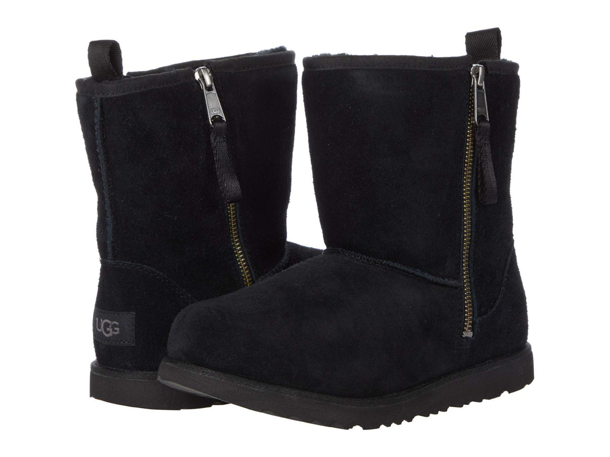 UGG Classic Short Dual Zip II (Toddler/Little Kid/Big Kid) Black 13 Little Kid M