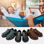 KEENPACE Men's Fisherman Leather Sandals Summer Outdoor Sport Beach Hiking Casual Dress Sandles With Comfortable Memory Foam Adjustable Back Strap Closed Toe