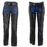 Xelement 7701 Women's Black 'Braided' Leather Motorcycle Chaps - 8