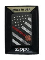 Zippo Lighter- Firefighter Flag Red Line Black Matte Windproof Lighter