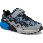 Saucony Flash Alternative Closure 2.0 Sneaker, Grey/Black/Blue, 3.5 Wide US Unisex Big_Kid