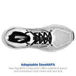 Brooks Men’s Glycerin StealthFit 20 Neutral Running Shoe - White/Grey/Black - 7 Medium