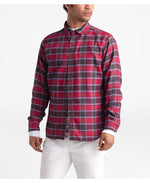 The North Face Men's Long Sleeve Button Down Flannel Shirt (Red, Large)